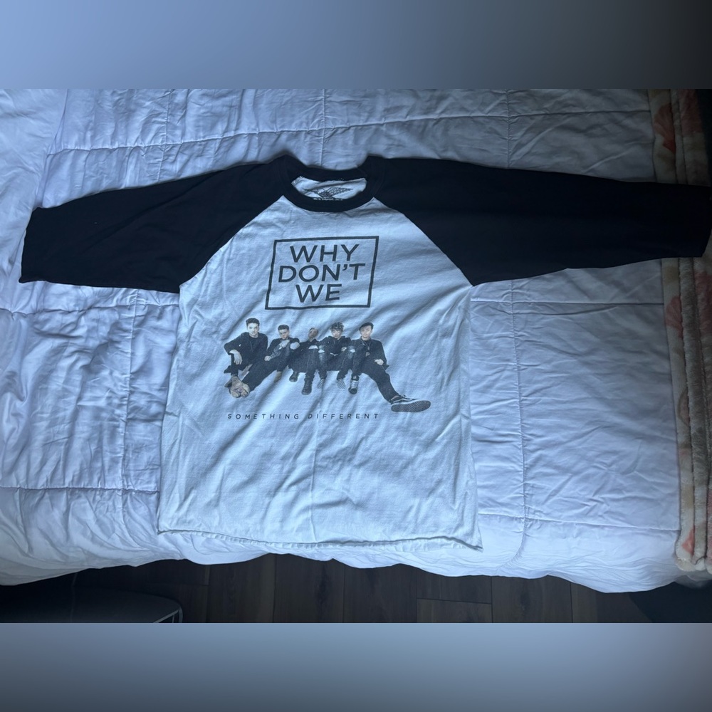 Why Don't We Merch Black and White Raglan Shirt 3/4 Sleeves